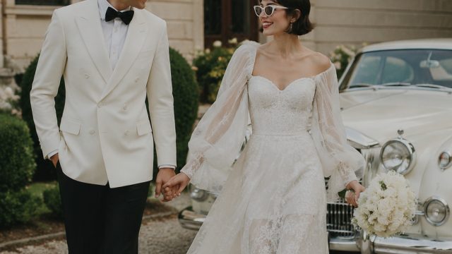 A Whimsical Wedding: Contemporary Fashion Meets Vintage Glamour